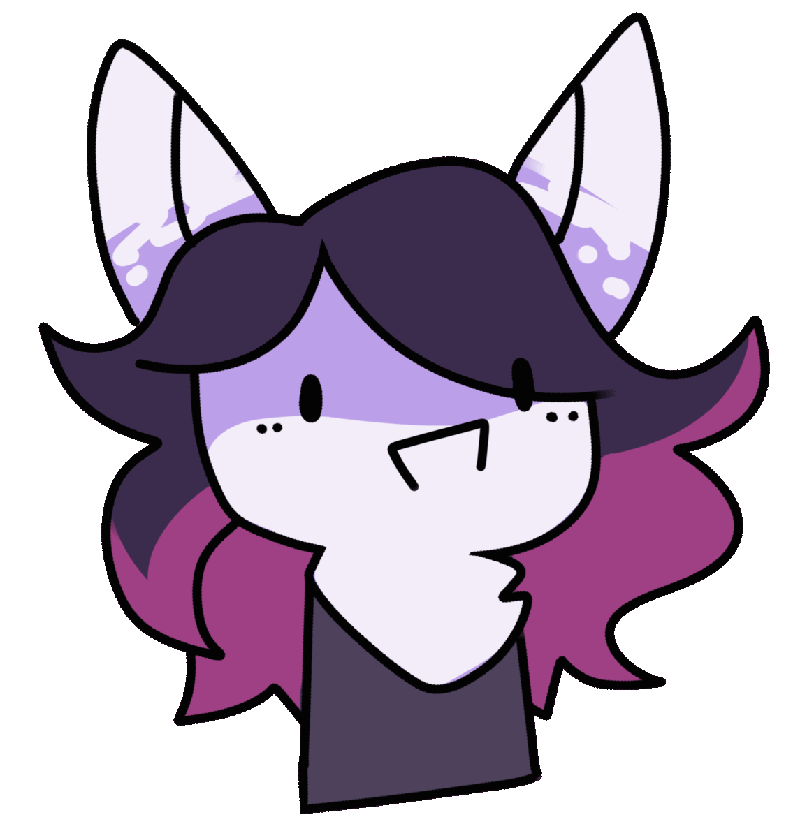 an animated gif of a simplistic drawing of my fursona, opening and closing her mouth